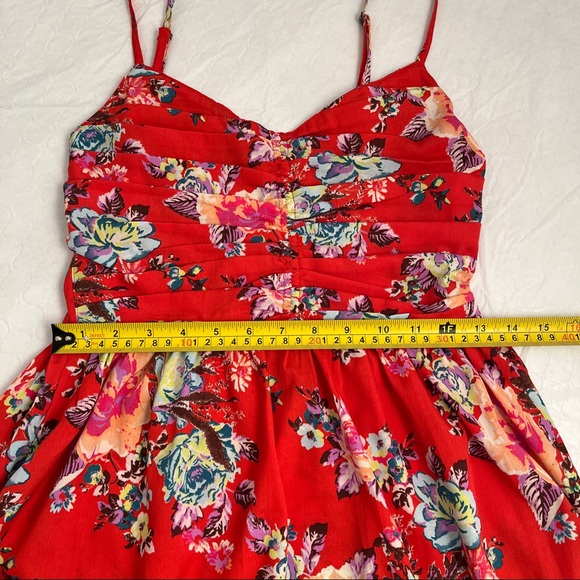 Roxy red multicolor floral skater sundress with adjustable straps S - Picture 10 of 12